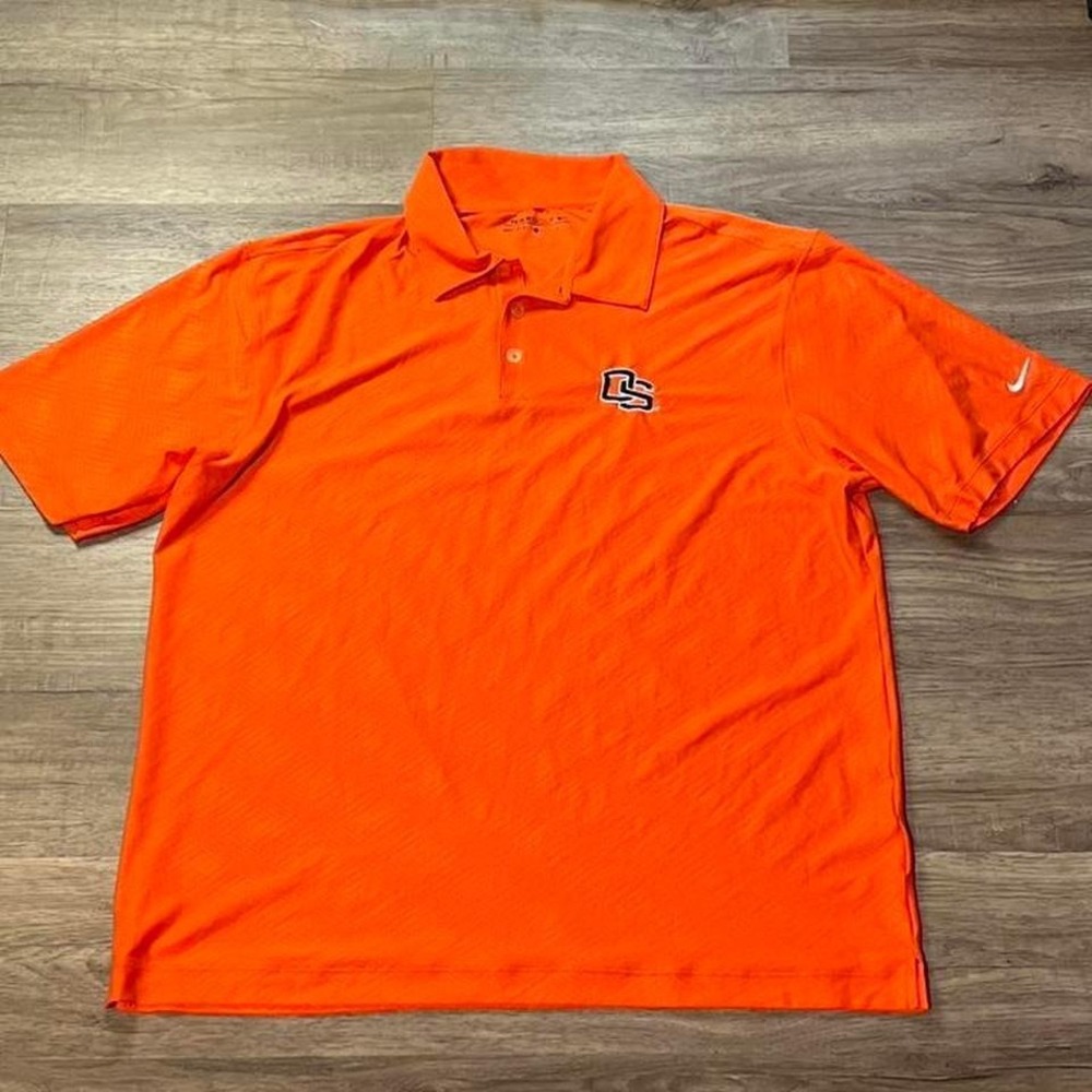 Nike Golf Orange Dri-Fit Sportswear OS‎ Golf Polo Button Shirt size large